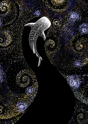 Lo squalo balena nella notte stellata