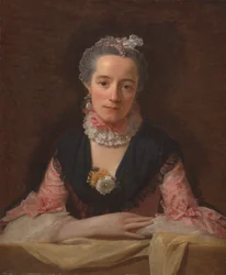 Dama in un vestito di seta rosa