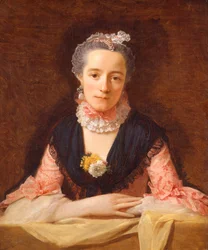 Signora in abito di seta rosa