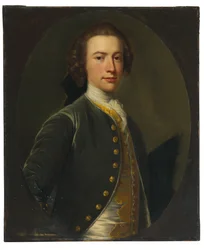 Ritratto di Valentine Morris (1727-1789), governatore di Saint Vincent (olio su tela, tagliato in forma ovale e appoggiato sulla tela)