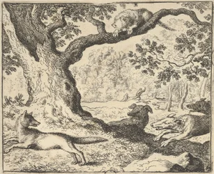 Seguendo la Falsa Storia di Renard, Suo Padre è Inseguito dai Cani da Caccia da Hendrick van ..., 1650-75
