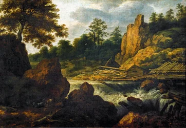 Paesaggio con segheria (olio su tela)