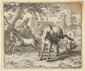 Renard va con il tasso alla corte per placare la rabbia del leone, 1650-75