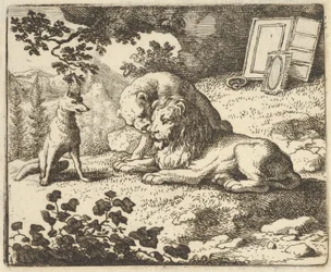 Renard mente che ha dato al montone vari oggetti preziosi destinati al leone, 1650-75