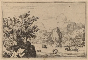 Roccia nel mezzo di un fiume, probabilmente c. 1645-1656