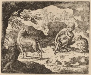 Il lupo e le scimmie, probabilmente c. 1645-1656