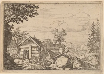 Due uomini sulla soglia di una capanna, probabilmente c. 1645-1656