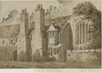 Lichfield - Ospedale e Cappella di San Giovanni: disegno in seppia rossa, 9 set 1842