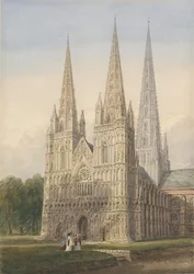 Cattedrale di Lichfield - Facciata Ovest: acquerello, nd [6 Set 1842]