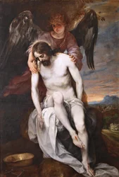 Spagnolo:  Cristo muerto sostenido por un ángel Il Cristo morto sostenuto da un angelo