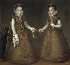 Le Infante Isabel Clara Eugenia 1566-1633 e Catherine Michelle di Spagna 1567-1597, ca. 1575