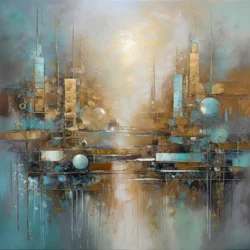 Riflesso su un paesaggio urbano futuristico