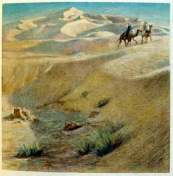 Illustrazione di Dinet da "Miraggi" Scene di vita araba. 1906. Mirages, Scenes De La Vie Arab è stato illustrato da Etienne Dinet con il commento di Silman Ben Ibrahim Bamer. Nasreddine Dinet, nato con il nome di Alphonse-Etienne Dinet (1861-1929), è stato