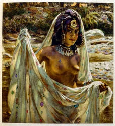 Illustrazione di Dinet da «Mirages: scene della vita araba». 1906. Mirages, Scènes de la vie arabe fu illustrato da Étienne Dinet con commento di Silman Ben Ibrahim Bamer. Nasreddine Dinet nacque come Alphonse-Étienne Dinet; (1861-1929) fu un orientalista