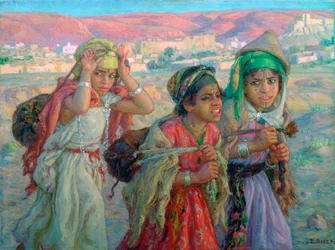 Giovani ragazze che portano acqua, c1881-1926