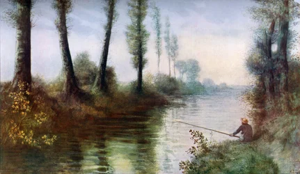 Un canale con un pescatore, c1857-1911