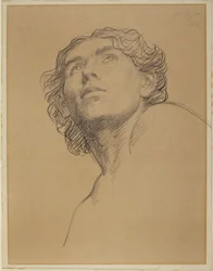 Studio della testa di un giovane che guarda in alto