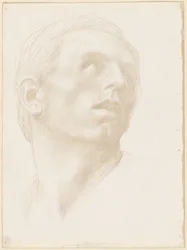 Testa di un uomo che guarda in alto a destra, 1890s