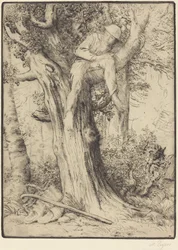 Paesaggio con un ragazzo su un albero, detto Le denicheur d