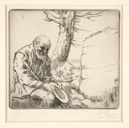 Mendicante, con il cappello in mano