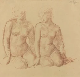 Studio di due figure sedute fianco a fianco