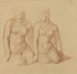 Studio di due figure sedute fianco a fianco