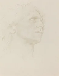 Studio della testa di una donna, girata a destra