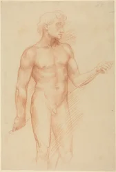 Studio di figura maschile, con una bacchetta dietro la schiena
