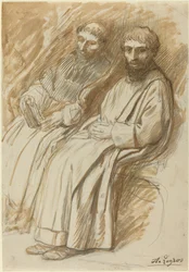 Due monaci seduti in una chiesa