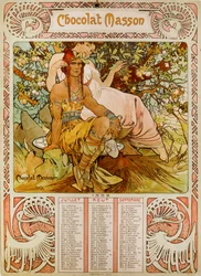 Calendario Chocolate Masson illustrato da Mucha