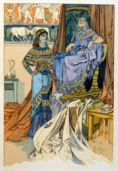Illustrazione di Alphonse Mucha da "Rama" un poema in tre atti di Paul Verola. ca.1898. Mucha (1860 – 1939). era un pittore ceco Art Nouveau