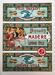 Confezione di biscotti Lefèvre-Utile, 1890-1910 circa (illustrazione)