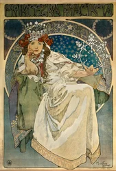Manifesto di Alphonse Mucha (1860-1939) per la creazione del balletto «La principessa Giacinta» di Oskar Nedbal (1874-1930) al Teatro Nazionale di Praga, raffigurante l
