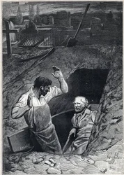 Una resurrezione è quasi spaventosa quanto una morte: Fauchelevent e Jean Valjean - Illustrazione di Alphonse de Neuville per "I miserabili - Seconda parte: Cosette" di Victor Hugo 1862