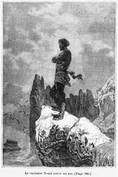 Capitano Nemo che scala una roccia, illustrazione da 
