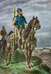 Ritratto equestre di un guerriero gallico (Incisione)