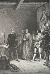Jean de La Barre informa Louis de Berquin della sua liberazione dalla conciergerie (Incisione)