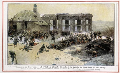 Il forno a calce - Episodio della Battaglia di Champigny (02/12/1870) di Alphonse de Neuville. Inciso dal Tenente Colonnello Rousset da "Storia Generale della Guerra Franco-Tedesca"