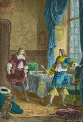 Luigi 14 congeda Nicolas Fouquet (Incisione)