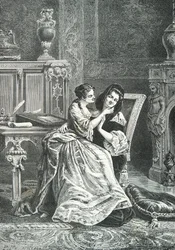 Maria Adelaide di Savoia con Mamde de Maintenon (Incisione)