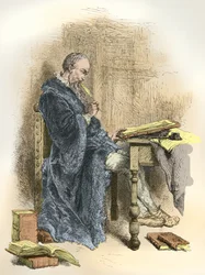 Ritratto di Clement Marot alla scrivania (Incisione)