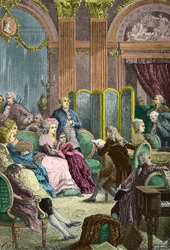 Lettura di Paul et Virginie di Bernardin de Saint Pierre nei saloni di Madame Necker a Parigi (Incisione)