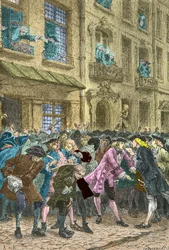 Rue Quincampoix, dove si incontrano gli speculatori, 1720 circa (Incisione)