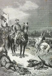 Guglielmo il Conquistatore sbarca a Pevensey nel 1066 (Incisione)