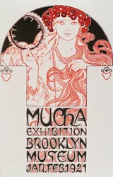 Manifesto pubblicitario di Alphonse Mucha per la mostra Mucha al Brooklyn Museum, New York, 1921
