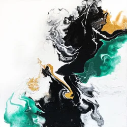 Flusso nero, oro e smeraldo