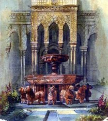 Fontana moresca. Penna e acquerello. Aurore Amadine Lucie Dupin (1804-1876), romanziera e femminista francese che scrisse con il nome di George Sand.