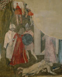 Cittadini aggrediti da rapinatori (pittura murale)