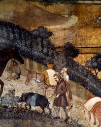 Contadini che arano i campi (dettaglio)