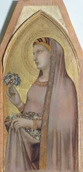 Santa Dorotea, dettaglio dal Trittico raffigurante la Madonna col Bambino con Maria Maddalena e Santa Dorotea